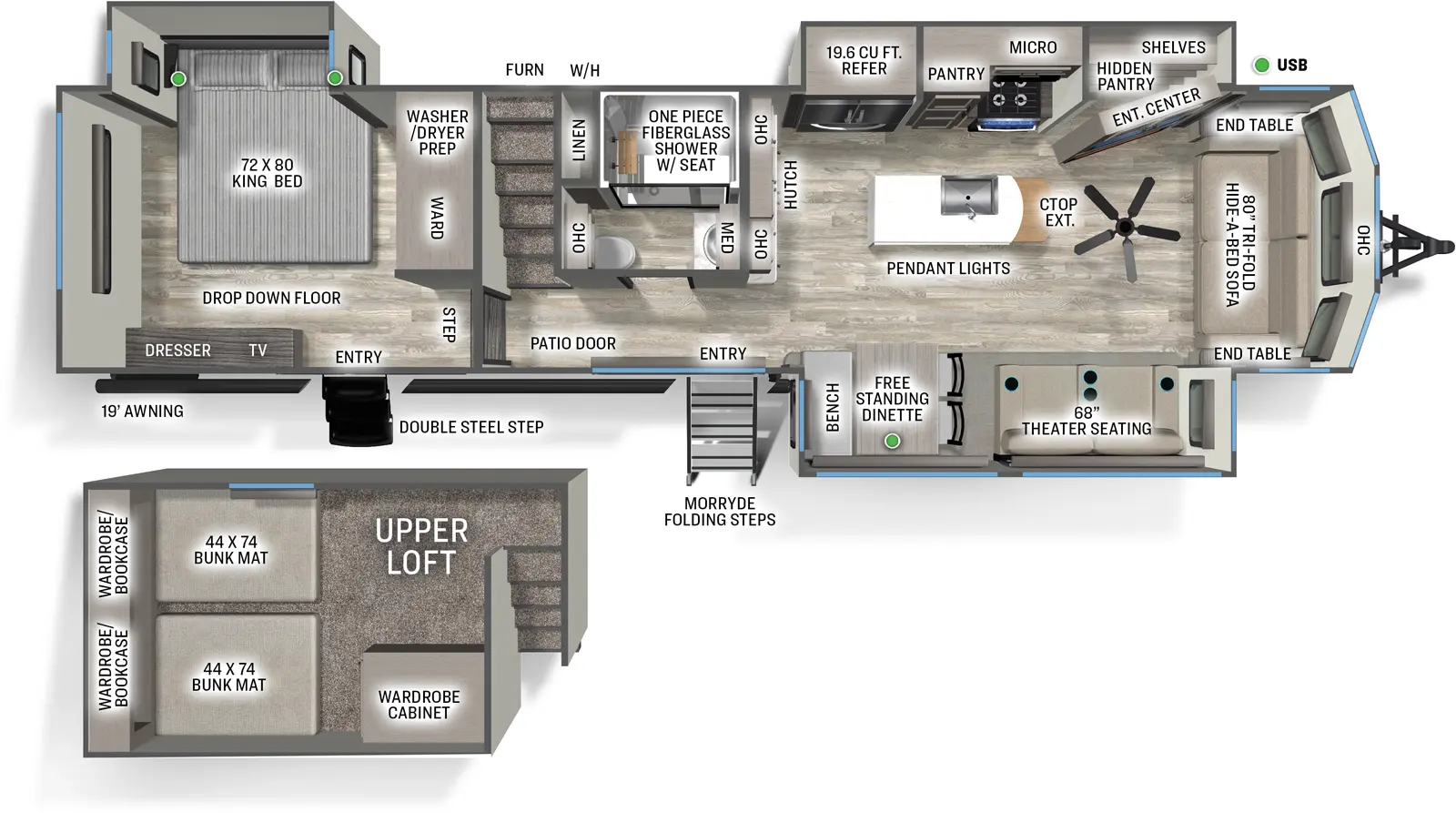 Sierra Destination 399LOFT Floorplan